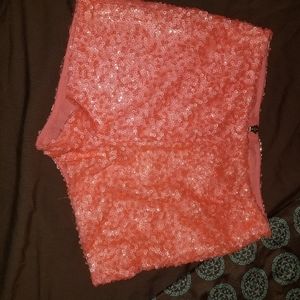 Peach coral sequin dance shorts